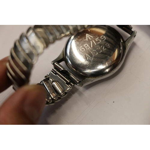 240 - Omega military wristwatch, inscribed 6B/159 bellow broad arrow and numbered A13329, back not removed... 