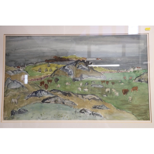 279 - PENELOPE BEATON ARSA RSW (Scottish 1886-1963) *ARR* Grey Sea Iona Watercolour, unsigned, 41cm x 69cm... 