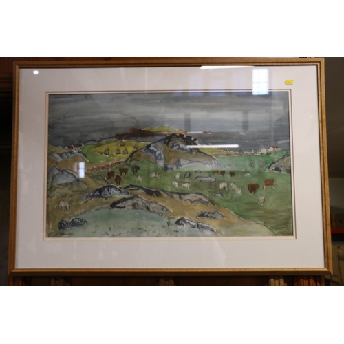 279 - PENELOPE BEATON ARSA RSW (Scottish 1886-1963) *ARR* Grey Sea Iona Watercolour, unsigned, 41cm x 69cm... 