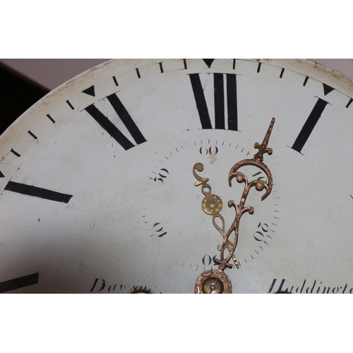 555 - Dawson of Haddington longcase grandfather clock, the white enamel dial with Roman numeral chapter ri... 