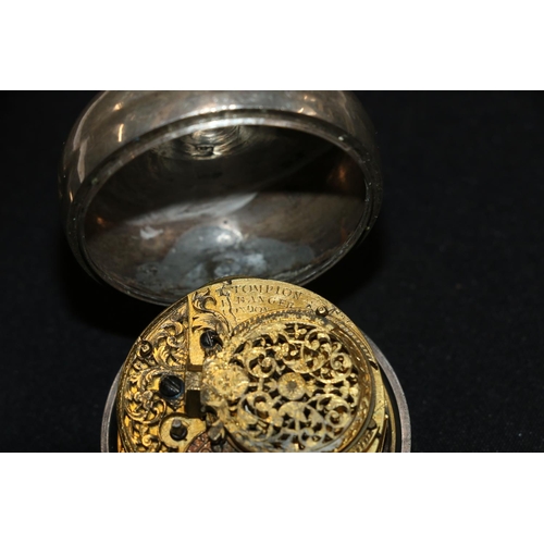 93 - Queen Anne pocket watch movement, Thomas Tompion and Edward Banger, London, numbered 2040 (?), in la... 