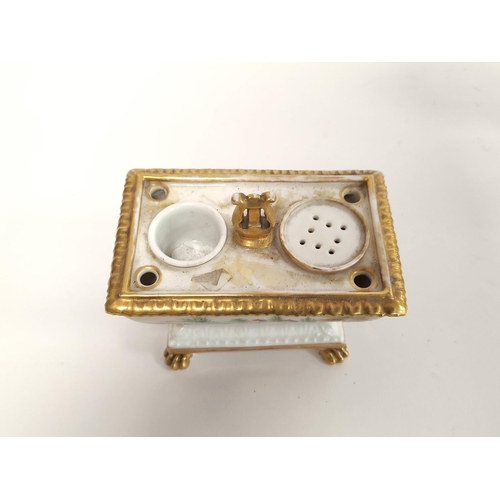 284 - Group of Continental porcelain circa late 19th / early 20th century to include an inkstand, pair of ... 