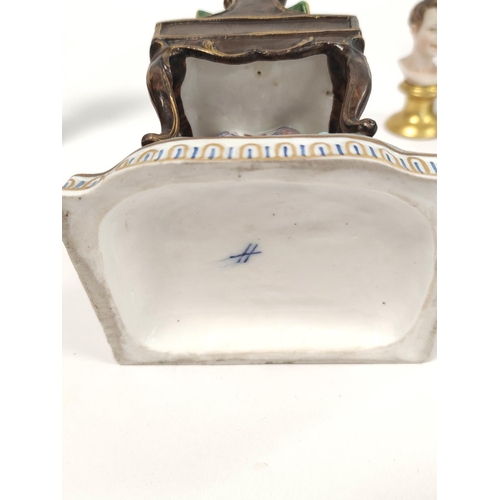 284 - Group of Continental porcelain circa late 19th / early 20th century to include an inkstand, pair of ... 