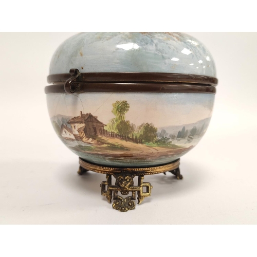 287 - Pair of 19th century Continental porcelain sweetmeat baskets modelled as putti with decorative wheel... 