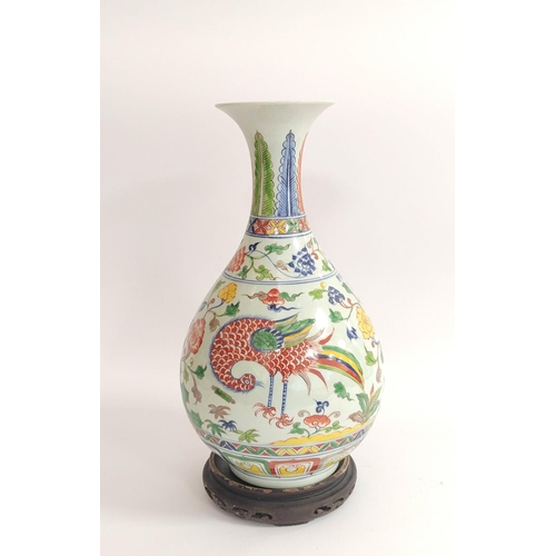 334 - Chinese 20th century Qianlong revival porcelain vase of baluster shape, Decorated with colourful pol... 