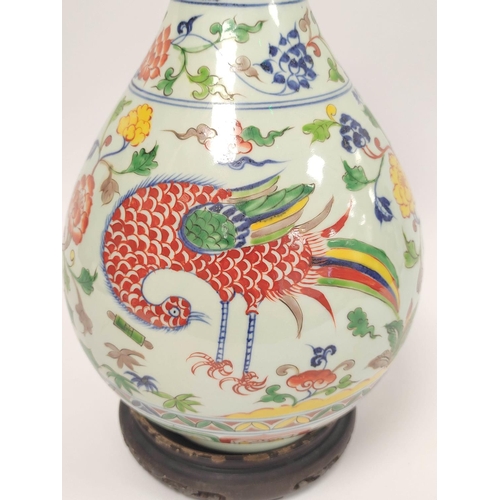 334 - Chinese 20th century Qianlong revival porcelain vase of baluster shape, Decorated with colourful pol... 