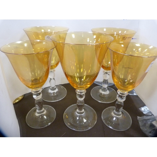 1 - Collection of glassware to include Fifth Avenue Gold Ombre goblets, table lights etc.