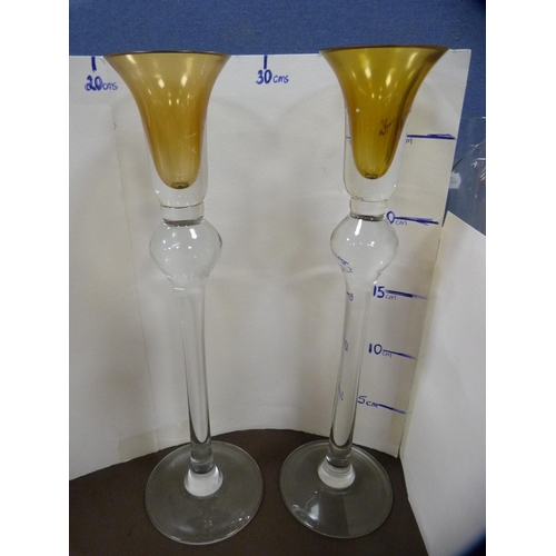 1 - Collection of glassware to include Fifth Avenue Gold Ombre goblets, table lights etc.