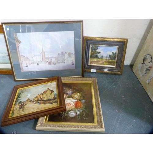 100 - Collection of framed prints and pictures including floral still life, country views etc.