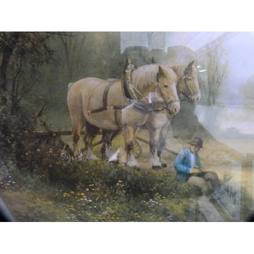 103 - Robert C LangstrathCorner of Ullswater, also a framed print of a pair of heavy horses.... 