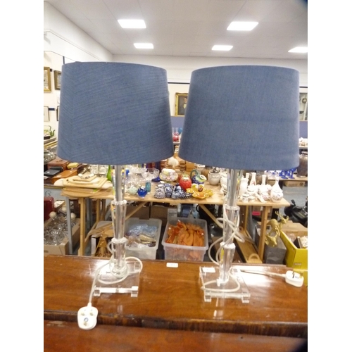 119 - Pair of Perspex table lamps and shades and another column table lamp.  (3)