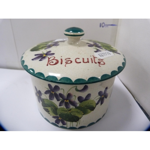 135 - Wemyss Ware floral decorated box and cover and a Wemyss Ware thistle decorated bowl retailed by T Go... 