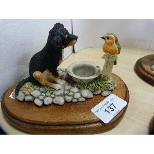 137 - Three Border Fine Arts figures to include a puppy and robin, fox and hedgehog, otter and frog. ... 