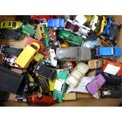 163 - Carton containing a large quantity of miscellaneous diecast cars and vehicles to include examples by... 