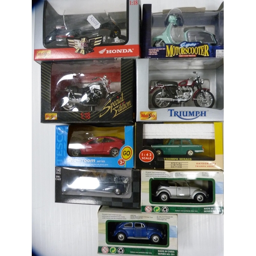 164 - Nine assorted boxed diecast vehicles and motorcycles to include examples by Maisto and Vanguards.&nb... 