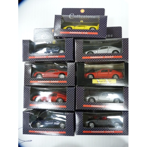 165 - Eight boxed assorted Shell Collection Ferrari diecast cars and a boxed Ferrari 456GT by the Classic ... 