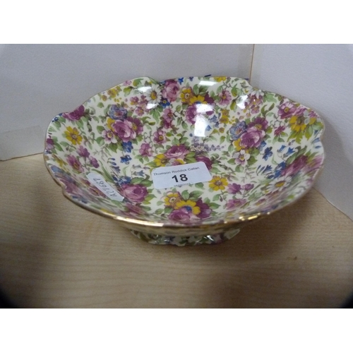 18 - Oriental Canton-style bowl, Imari scalloped edge plate and a Royal Winton 'Summertime' dish.