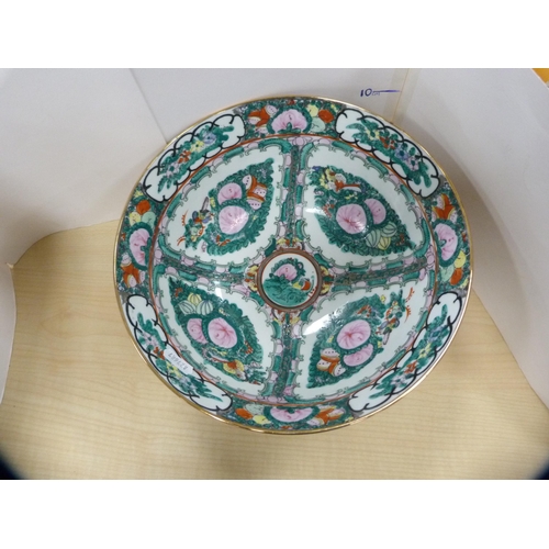 18 - Oriental Canton-style bowl, Imari scalloped edge plate and a Royal Winton 'Summertime' dish.