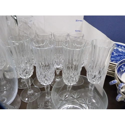 2 - Collection of cut glass to include wine glasses, champagne flutes, flower vases etc.