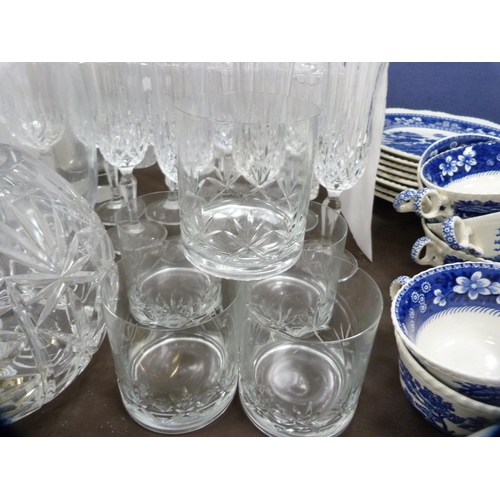 2 - Collection of cut glass to include wine glasses, champagne flutes, flower vases etc.