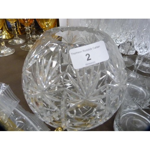 2 - Collection of cut glass to include wine glasses, champagne flutes, flower vases etc.