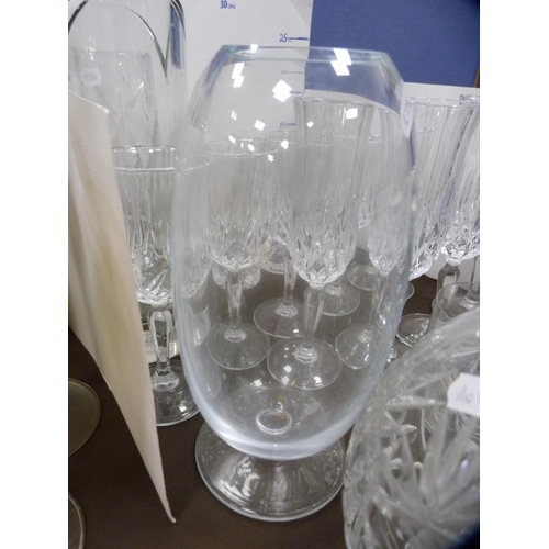 2 - Collection of cut glass to include wine glasses, champagne flutes, flower vases etc.