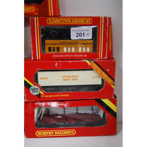 201 - Hornby: boxed LNER J.38 locomotive R252 and seven boxed wagons to include Track Cleaning Coach R296,... 