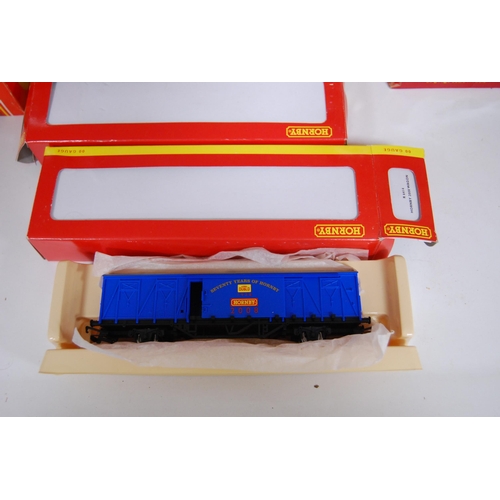 202 - Hornby: three OO gauge models to include two 70th Anniversary 1938 - 2008 7 plank open wagons R6414 ... 