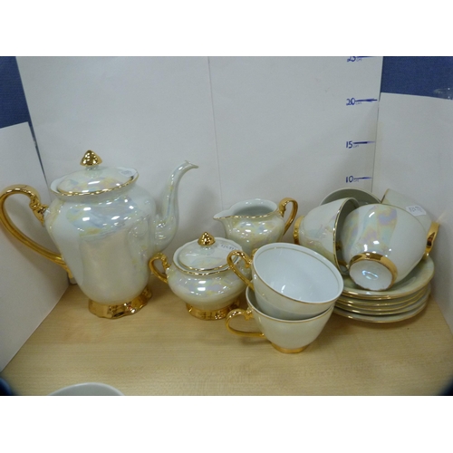 23 - Czechoslovakian lustre part tea set, and a part tea and dinner set.