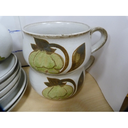 25 - Denby floral decorated part breakfast set.