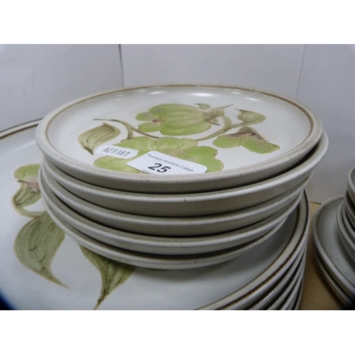 25 - Denby floral decorated part breakfast set.