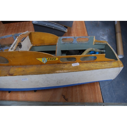 276 - Two scratch-built wooden model boats (a/f).  (2)