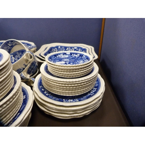 3 - Extensive Spode 'Blue Tower' pattern dinner service to include dishes, bowls, candlesticks etc.