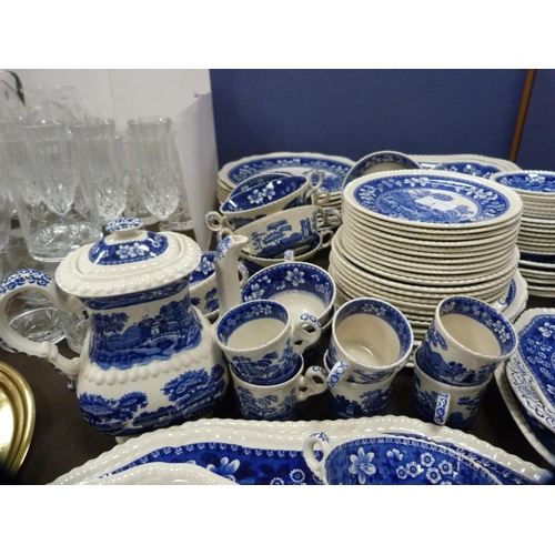 3 - Extensive Spode 'Blue Tower' pattern dinner service to include dishes, bowls, candlesticks etc.