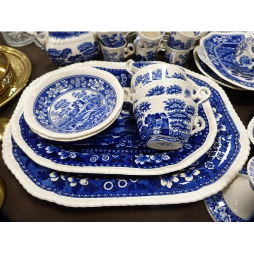 3 - Extensive Spode 'Blue Tower' pattern dinner service to include dishes, bowls, candlesticks etc.