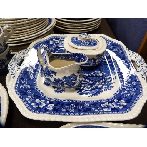 3 - Extensive Spode 'Blue Tower' pattern dinner service to include dishes, bowls, candlesticks etc.