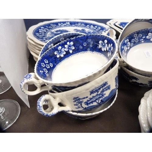 3 - Extensive Spode 'Blue Tower' pattern dinner service to include dishes, bowls, candlesticks etc.