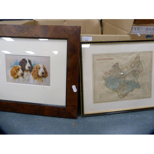 31 - Framed hunting print, print after Lowry and various other prints.