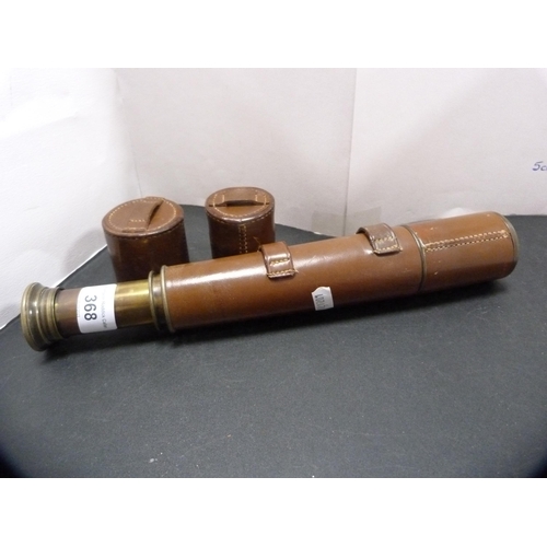 368 - Brass two-draw telescope by J Lizars in fitted case.