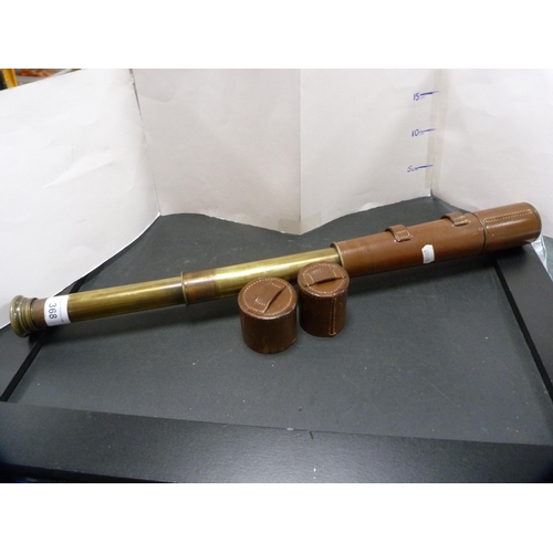 368 - Brass two-draw telescope by J Lizars in fitted case.