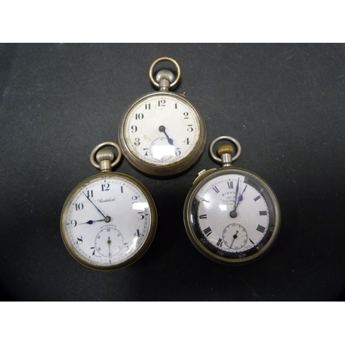 380 - Three antique gunmetal pocket watches to include one example by Cortébert and another Patent 'Bishop... 