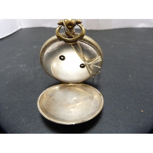 381 - Late Victorian Oris silver gilt cased full hunter pocket watch, with key, 112.9g gross.