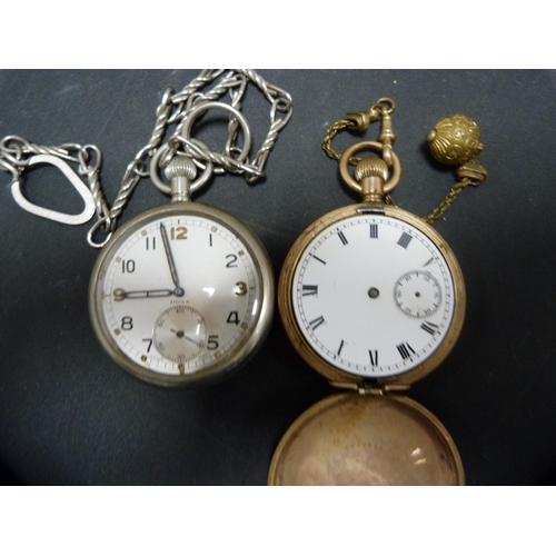 384 - Military issue Doxa pocket watch, stamped to the reverse G.S.T.P, J.1627, broad arrow, white metal w... 