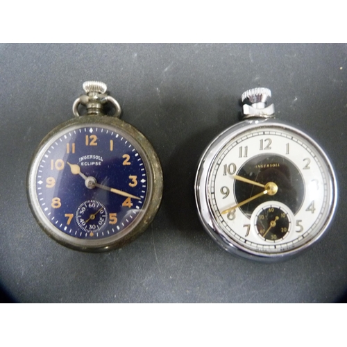 386 - Four vintage Ingersoll pocket watches, Eclipse, Radiolite with original box, and two others.  (... 