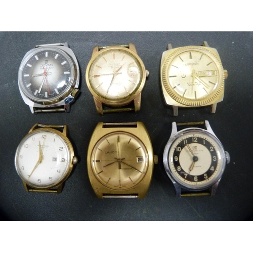 390 - Six manual wind and automatic gent's watches, c. 1960s/70s, to include Junghans 17 jewels, Rutina 30... 