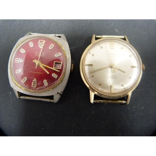 392 - Six manual wind gent's watches, c. 1960s/70s, to include Lucerna 17 jewels, FHB calendar, Buren, Dog... 