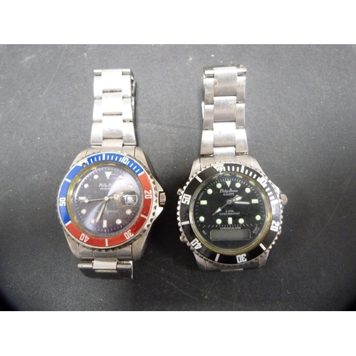 398 - Two Philip Persio quartz gent's wristwatches, one submariner-style 'Professional', the other Chronoa... 