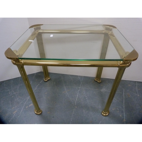 408 - Pair of contemporary gilt lamp tables with glass tops.  (2)