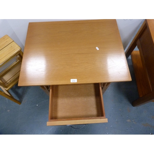 410 - Art Nouveau-style two-tier occasional table with drawer, dismantled table and a stool.