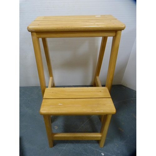 410 - Art Nouveau-style two-tier occasional table with drawer, dismantled table and a stool.